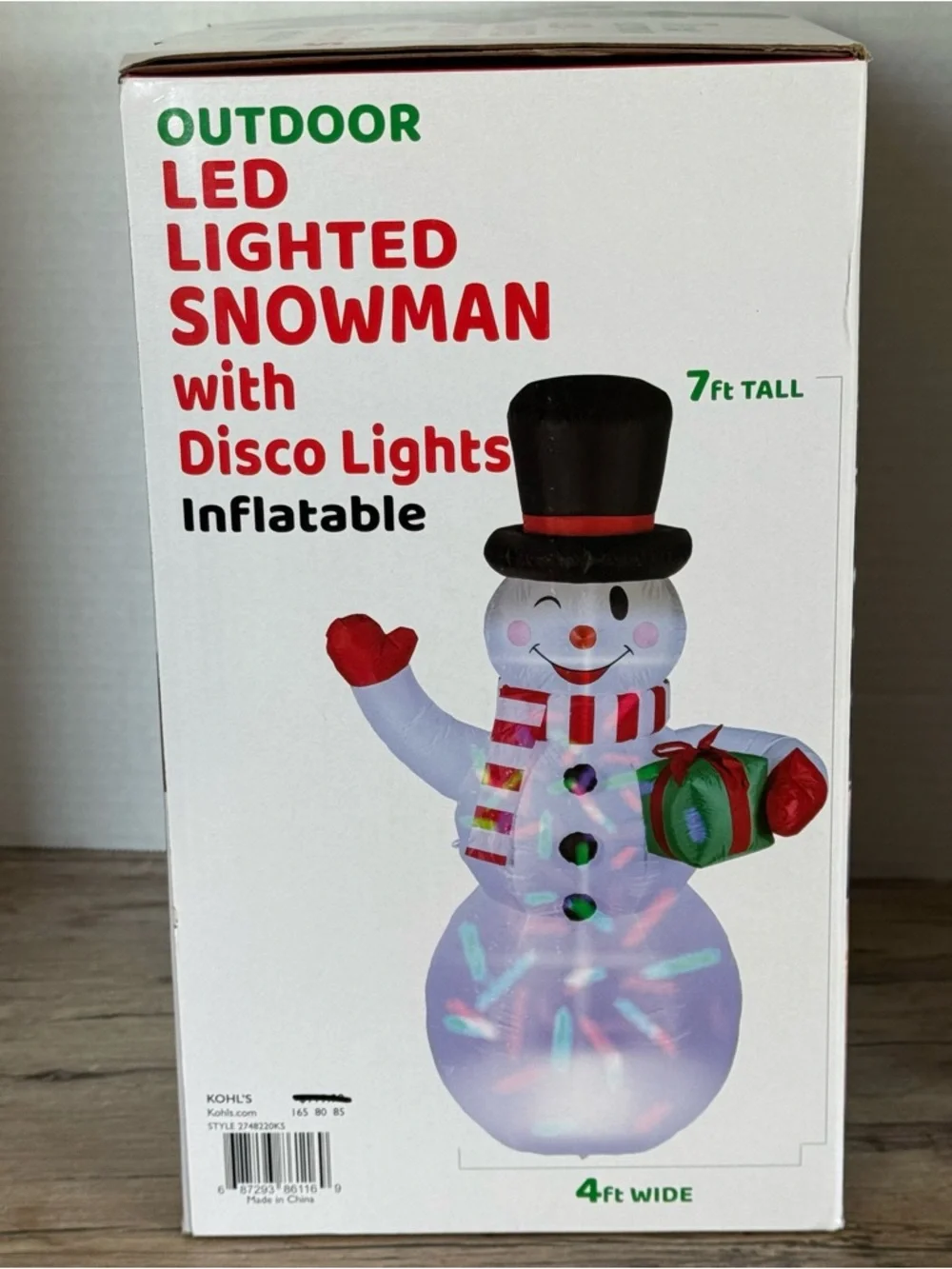Outdoor LED Lighted Snowman Inflatable with Disco Lights